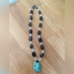 Turquoise and smoked glass necklace